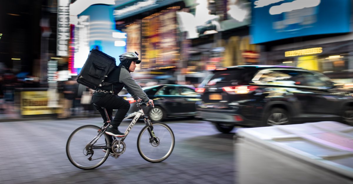 Man delivering food on bike