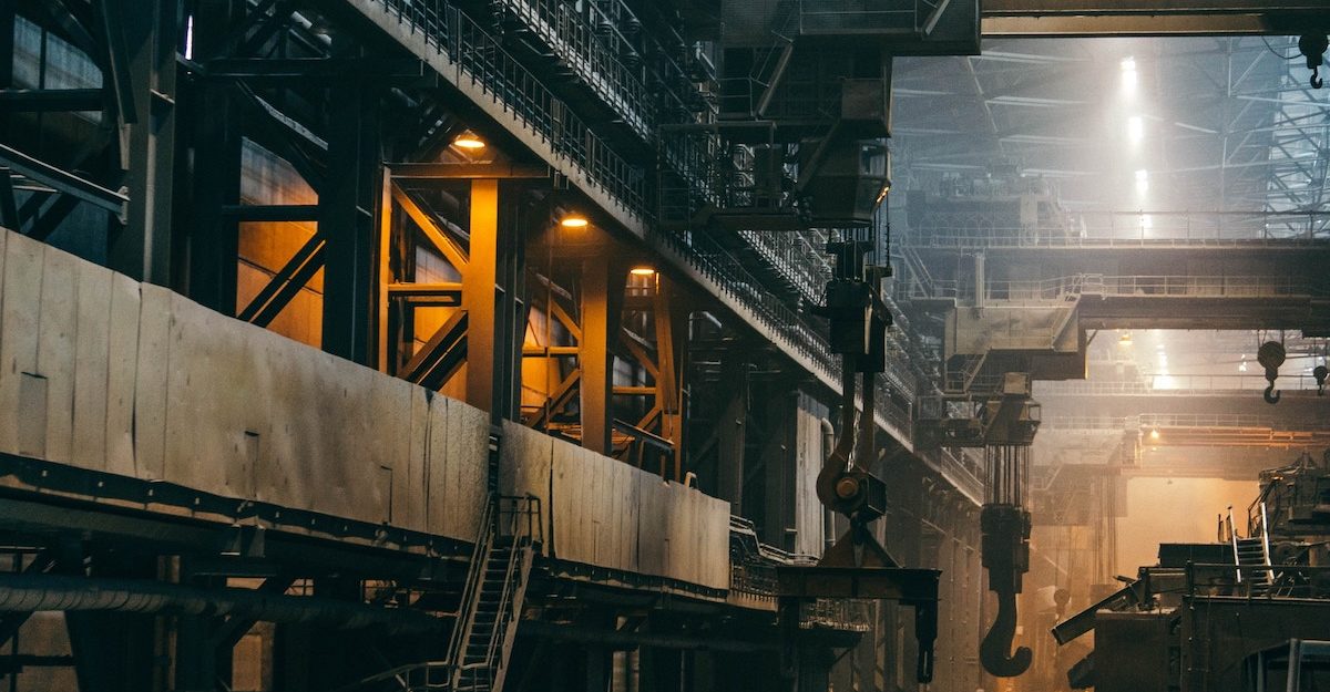 A labyrinth of walkways, ladders and equipment in a massive manufacturing plant. Salit Steel employees are entitled to full severance pay when they lose their job.