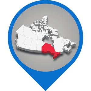 3D map of Canada with Ontario highlighted in red