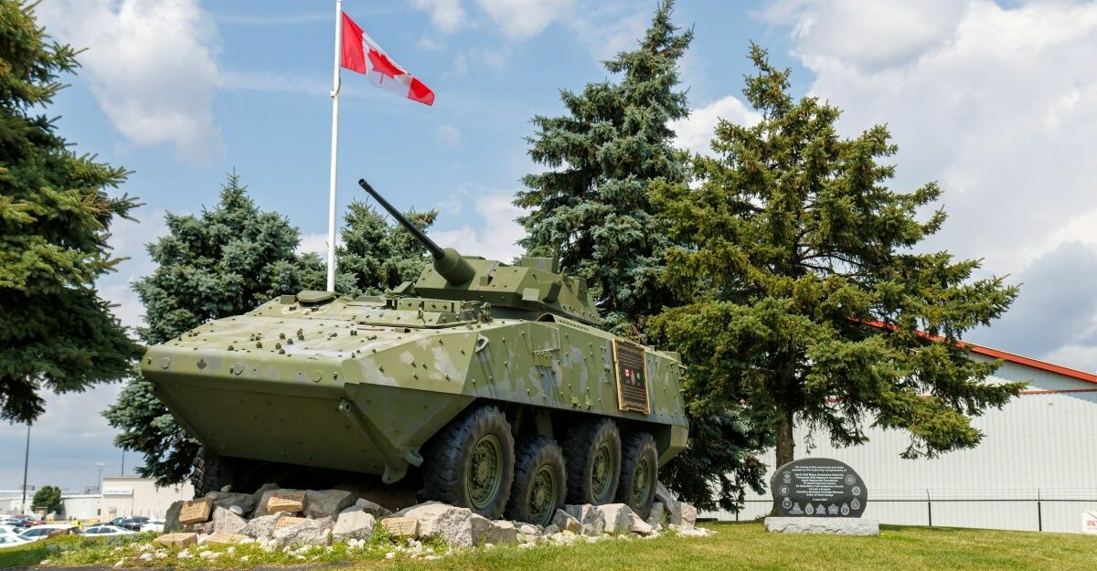 An armoured vehicle used by the Canadian Armed Forces.
