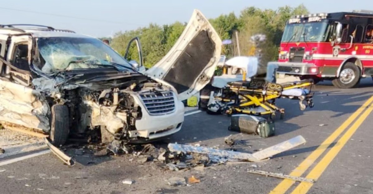 A photo of a serious head-on collision near Arthur, Ontario that took place on July 14, 2025. (Photo: Wellington OPP)
