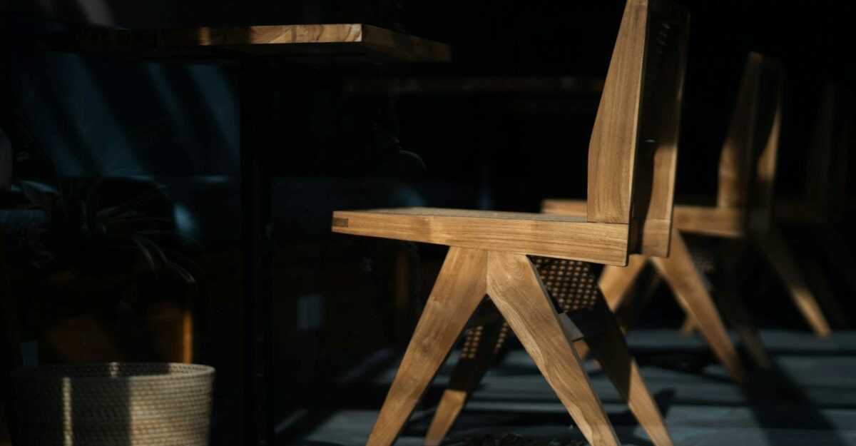 Wooden chair are seen following the furniture manufacturing process.