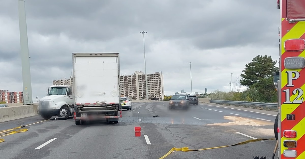 Emergency crews on the scene of a collision on Highway 8 near Fairview Park in Kitchener, Ont. (Photo: @OPP_HSD / X/Twitter)